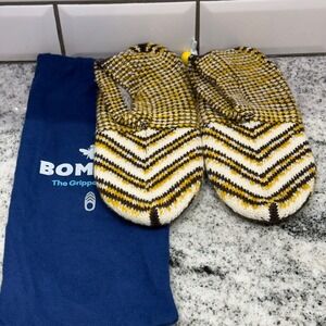 Bombas Kids The Gripper Slipper Chevron Knit Yellow Brown White Medium NWT‎